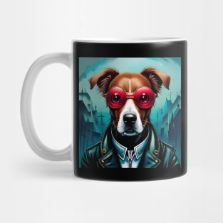 Dog in Leather Jacket and Sunglasses Mug